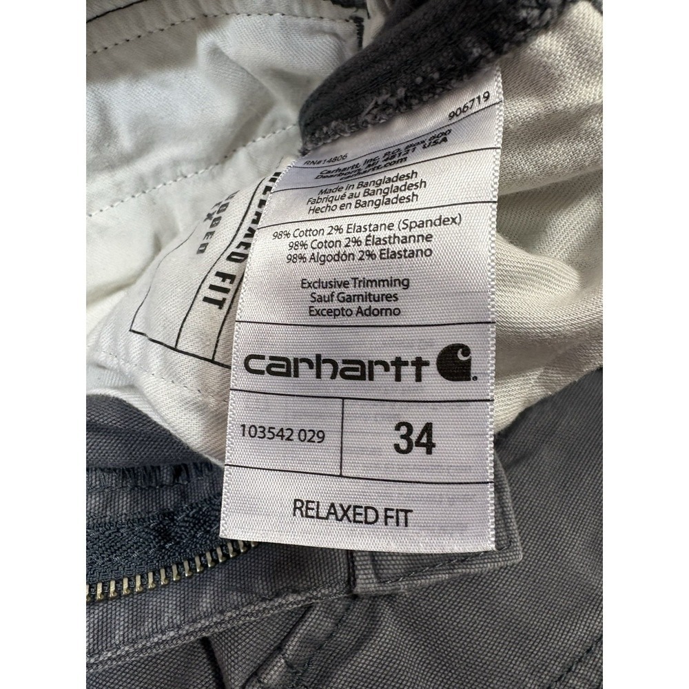Carhartt Relaxed Fit Cargo Shorts Men's‎ 34 Gray Work Utility Casual - Picture 7 of 8